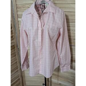 LLBean ladies button down long sleeve top size Medium 100% cotton
